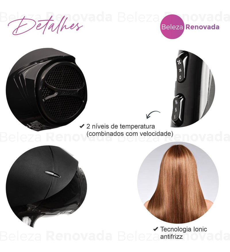 Secador De Cabelo Profissional Easy 1700w Taiff Cor Preto 110V