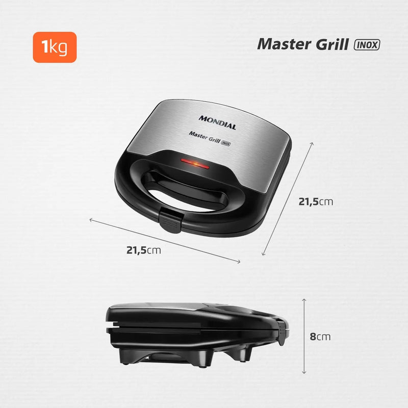 Sanduicheira Master Grill Mondial Preto/Inox 750W S-20