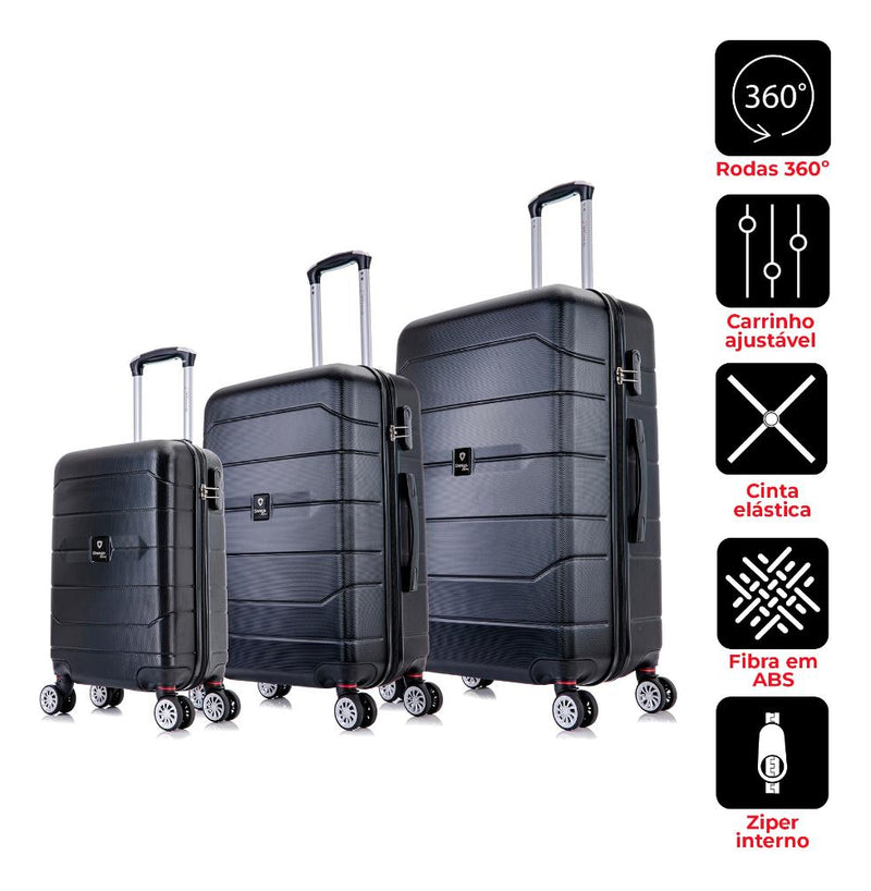 Conjunto De Malas De Viagem Pmg Tóquio Swiss Move Preta