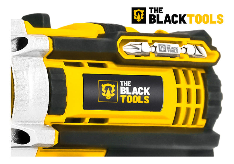 Parafusadeira Furadeira De Impacto Profissional 21v Modelo TB-21PX 2 Baterias Com Maleta The Black Tools 110/220V 60Hz Amarelo