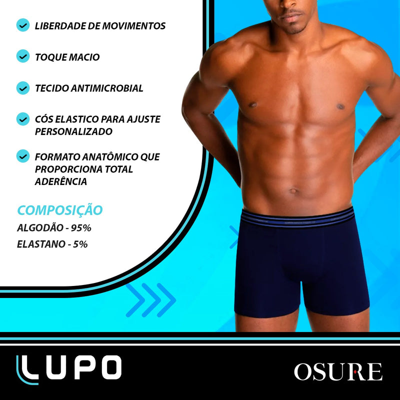 Kit 10 Cuecas Boxer Lupo Cueca Box Algodão Masculina Atacado