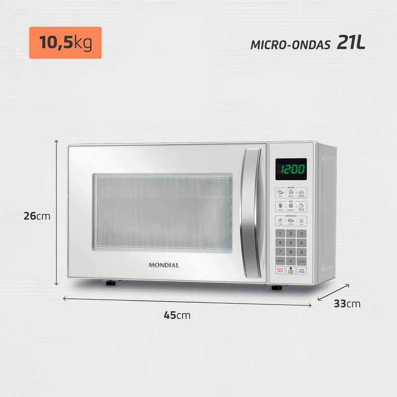 Microondas Branco 21 Litros Mondial 1200w Mo-01-21 110V 127V