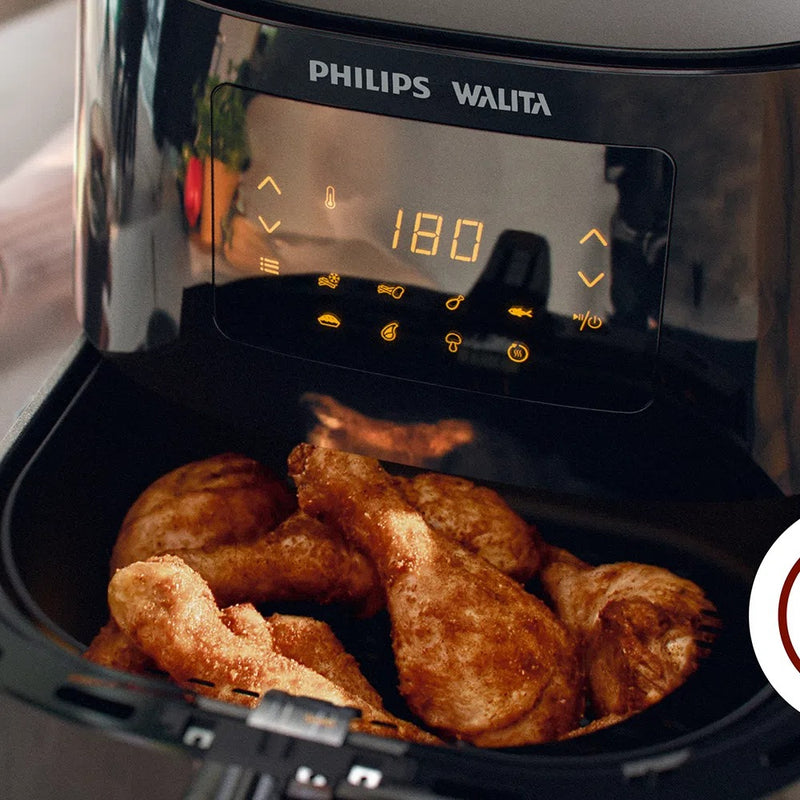 Fritadeira elétrica airfryer Philips Walita essential XL Ri9270 painel digital potência 2000W 6,2 litros preta 110v