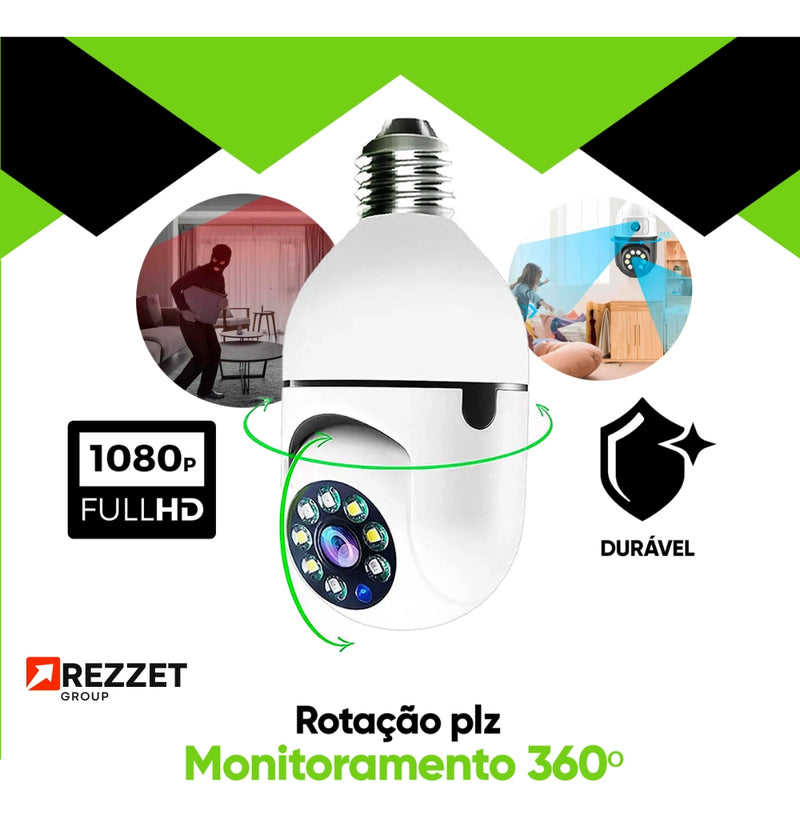 Câmera De Segurança Fergusom Lâmpada Ip Wifi Com Visão Noturna Interna Externa App Yoosee Espiã 360º Cor Branco