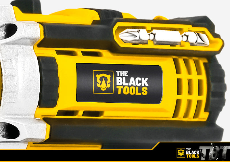 Parafusadeira Furadeira De Impacto Profissional 21v Modelo TB-21PX 2 Baterias Com Maleta The Black Tools 110/220V 60Hz Amarelo