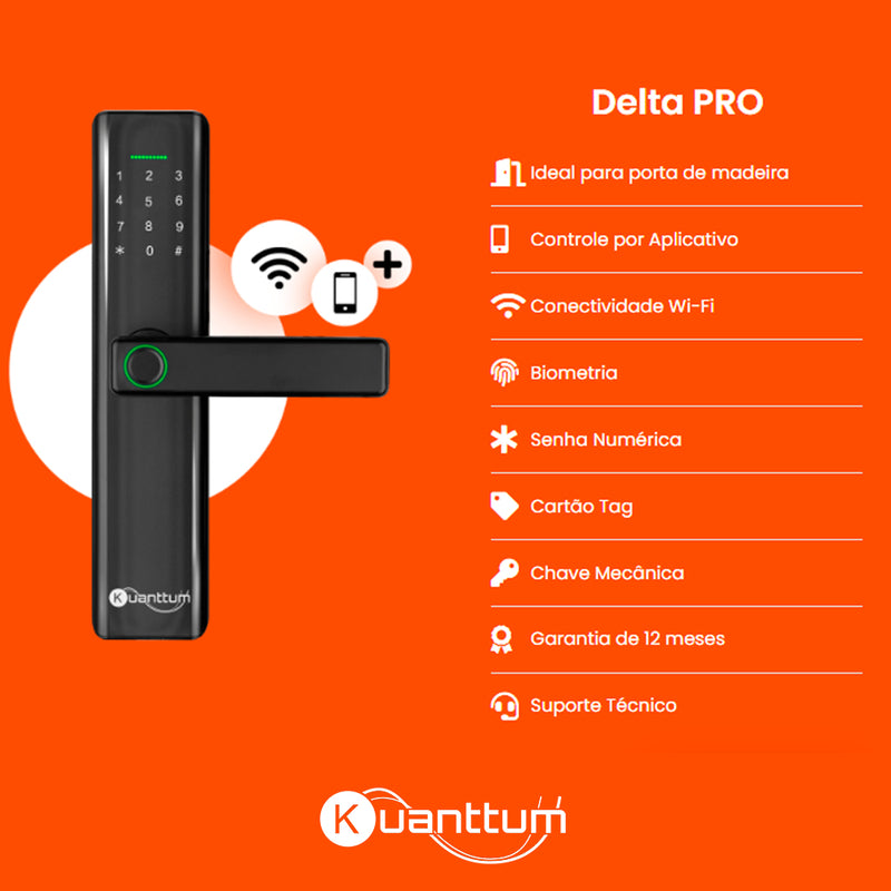 Fechadura Eletronica Digital Com Biometria Senha Kuantttum Delta Pro