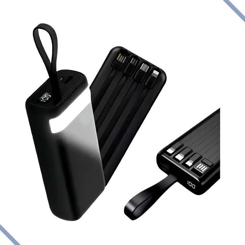 Carregador Portátil Power Bank 20.000 Universal Com Lanterna Cor Preto