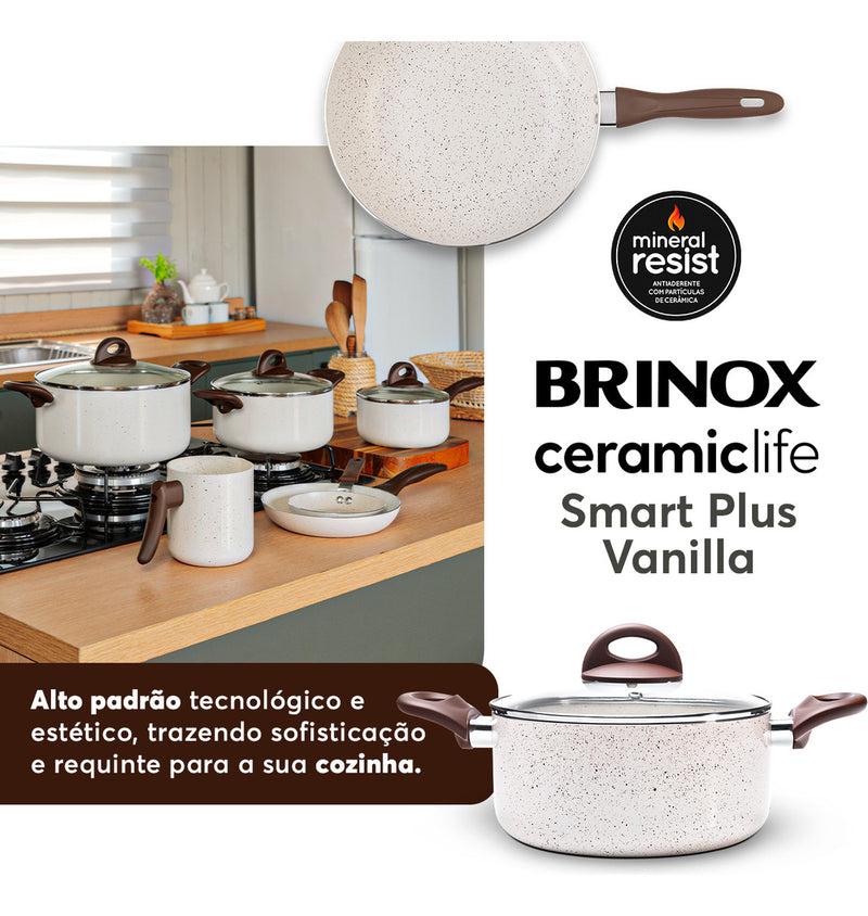 Conj de Panelas 8 Peças Ceramic Life Smart Plus Vanilla - Brinox