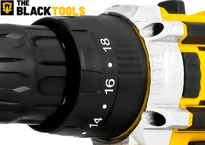 Parafusadeira Furadeira De Impacto Profissional 21v Modelo TB-21PX 2 Baterias Com Maleta The Black Tools 110/220V 60Hz Amarelo