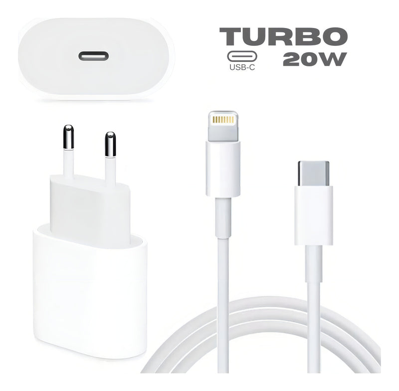 Carregador Turbo 20w Para iPhone 7 8 Plus X Xr 11 12 13 14 Pro Max Cor Branco