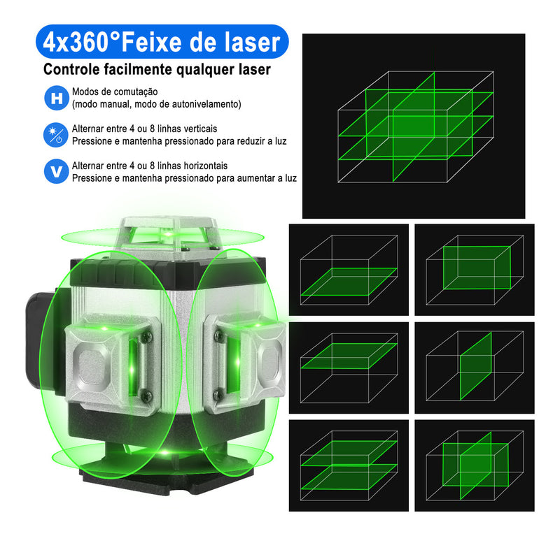 Nível A Laser 16 Linhas 2 Bateria Para Lndustrials Dobevi