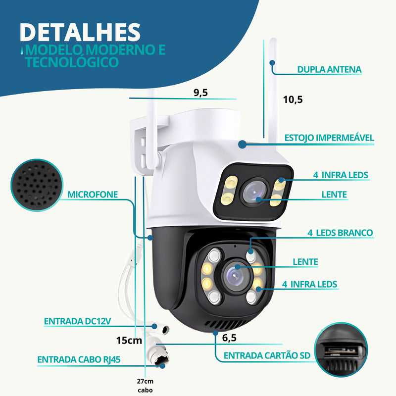 Kit Câmera Lente Dupla Externa + Cartão De Memória Sd 32gb