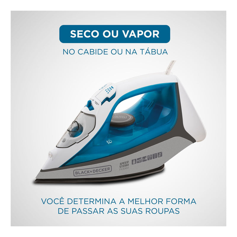 Ferro de Passar Roupa Black Decker Modelo FX3060 Com Vaporizador Base Antiaderente 110V