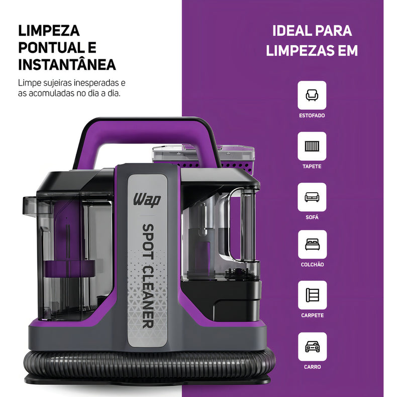 Extratora de Sujeira Portátil WAP Spot Cleaner W3 1450W Vácuo 110 Mbar Cinza e Roxo 110V