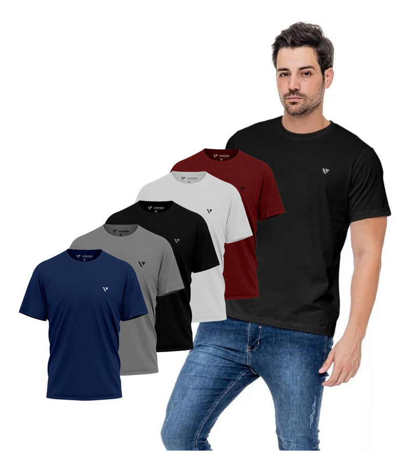 5 Camiseta Masculina Camisas Slim Voker 100% Algodão Atacado