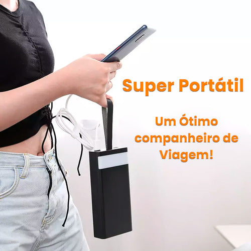 Carregador Portátil Power Bank 20.000 Universal Com Lanterna Cor Preto