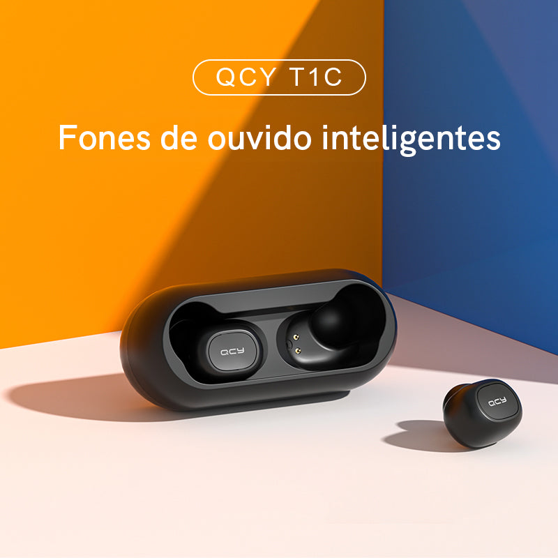 Fone De Ouvido Qcy T1c Bluetooth 5.1 Case 380mah Cor Preto