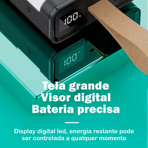 Carregador Portátil Power Bank 20.000 Universal Com Lanterna Cor Preto