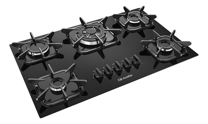 Cooktop Mueller Anafe 5 bocas Preto com Queimador Tripla chama Bivolt 127/220V