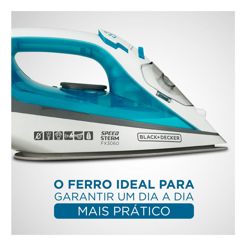 Ferro de Passar Roupa Black Decker Modelo FX3060 Com Vaporizador Base Antiaderente 110V