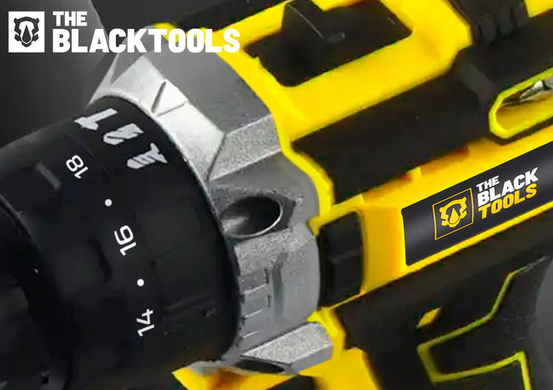 Parafusadeira Furadeira De Impacto Profissional 21v Modelo TB-21PX 2 Baterias Com Maleta The Black Tools 110/220V 60Hz Amarelo