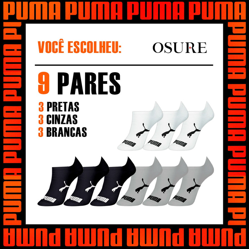 Kit 9 Pares Meias Puma Sapatilha Cano Baixo Atacado Original