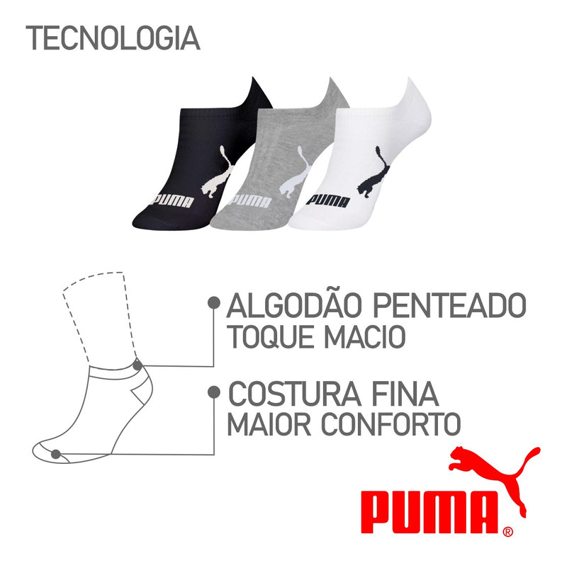 Kit 9 Pares Meias Puma Sapatilha Cano Baixo Original Algodão