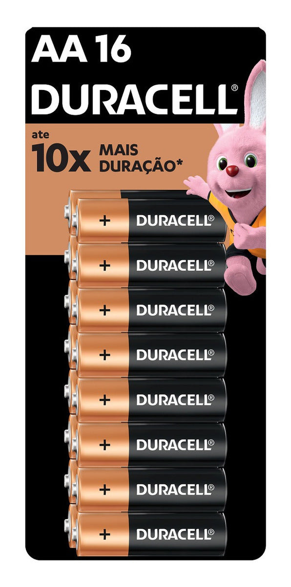 Pilha alcalina aa pequena Duracell com 16 unidades