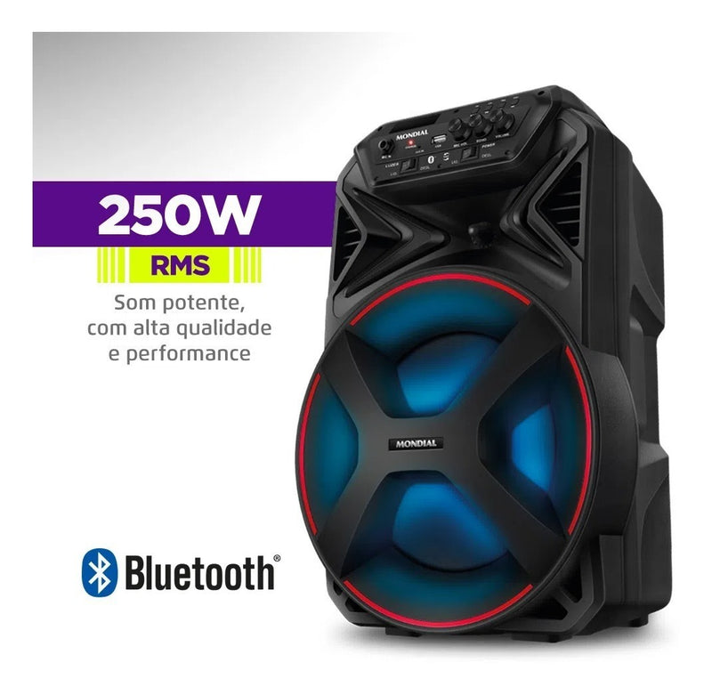 Caixa De Som Amplificada Bluetooth 250w Cm250 Cor Preto Mondial Bivolt