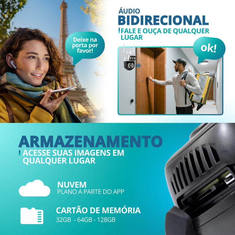 Kit Câmera Lente Dupla Externa + Cartão De Memória Sd 32gb