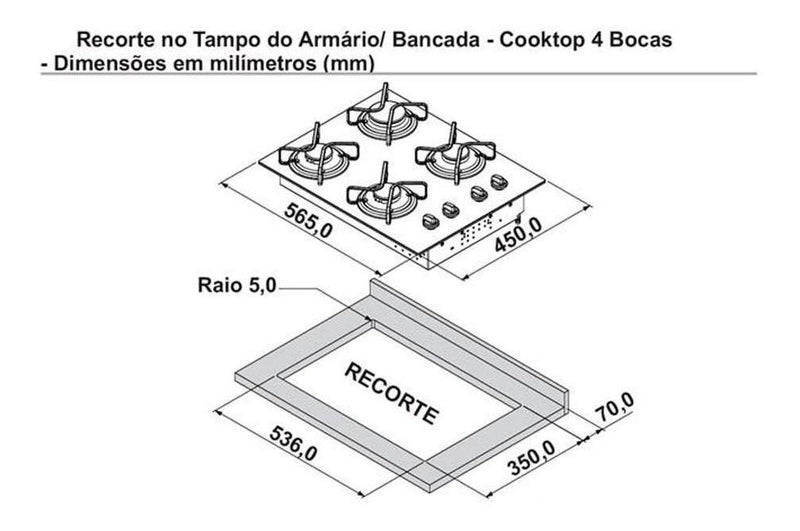 Cooktop Itatiaia Essencial 4 Bocas Preto 127V/220V