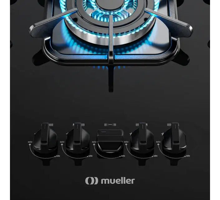 Cooktop Mueller Anafe 5 bocas Preto com Queimador Tripla chama Bivolt 127/220V