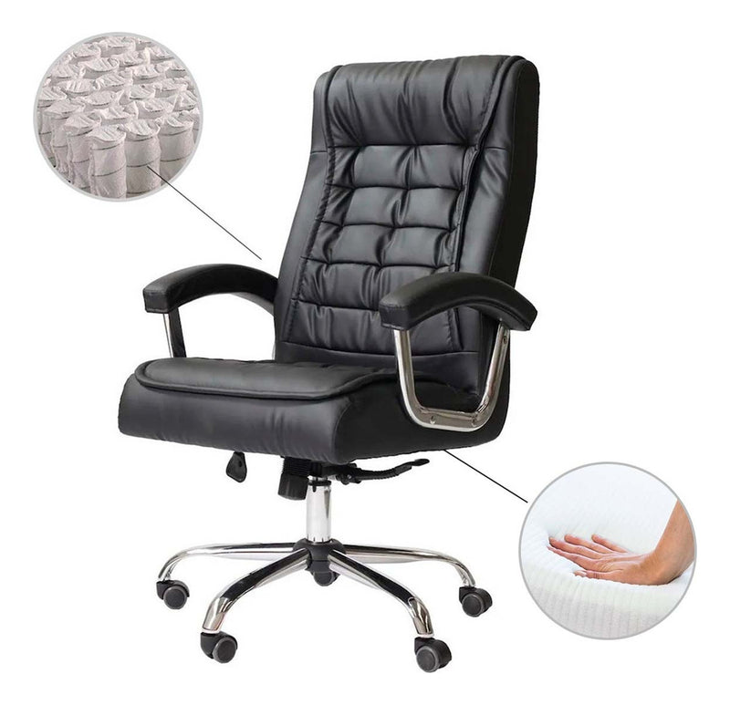 Cadeira de Escritório Presidente Ergonômica Com 42 Molas Ensacadas, Sistema Relax Com Trava, Pillow Top, Monique Big Preta