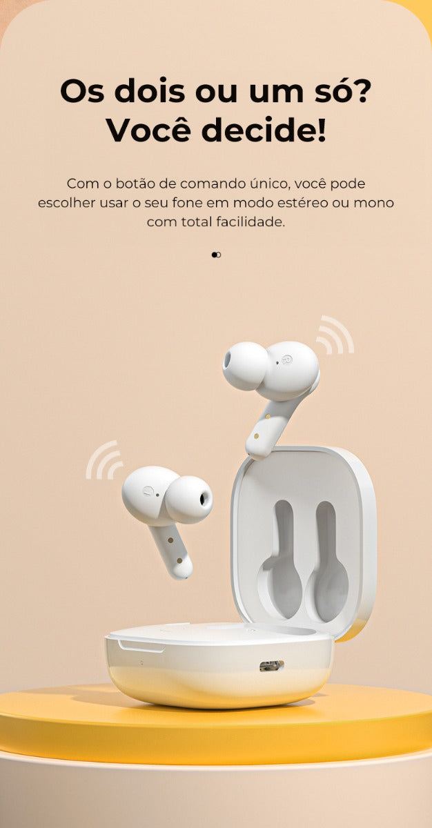 Fone De Ouvido Qcy T13 Com 4 Microfones E Bluetooth 5.1 BH22DT10A Cor Branco