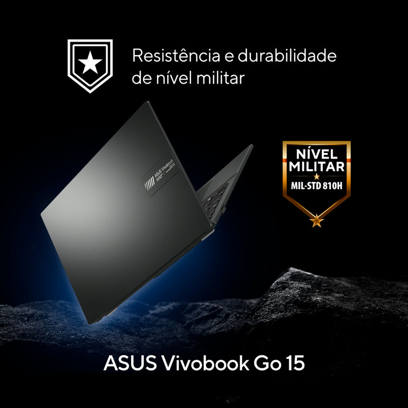 Notebook ASUS VivoBook Go 15 AMD Ryzen 5 7520U 8GB 512GB SSD KeepOS Tela 15,6" FHD Mixed Black - E1504FA-NJ732