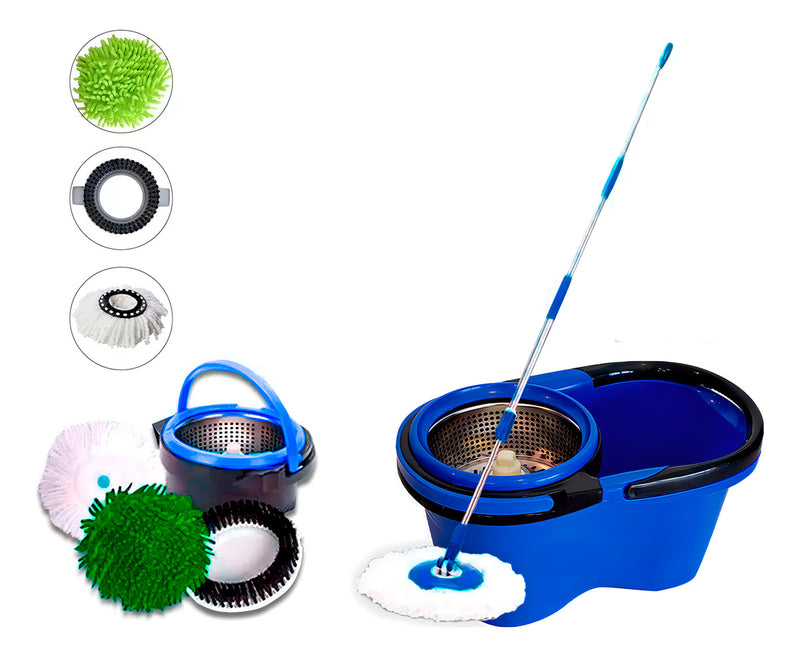 Perfect Mop Pro 16L 360 Inox balde com 3 refis azul