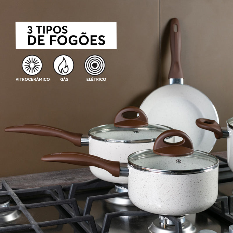 Conj de Panelas 8 Peças Ceramic Life Smart Plus Vanilla - Brinox